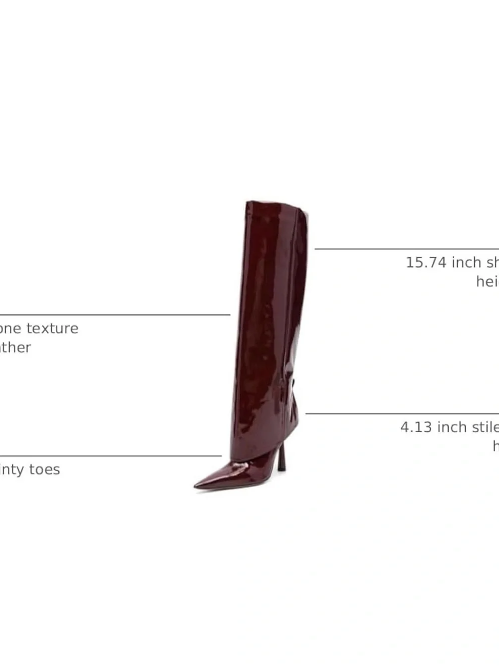 Goolita Fold Over Boots For Women, Pointed Toe Stiletto Heel